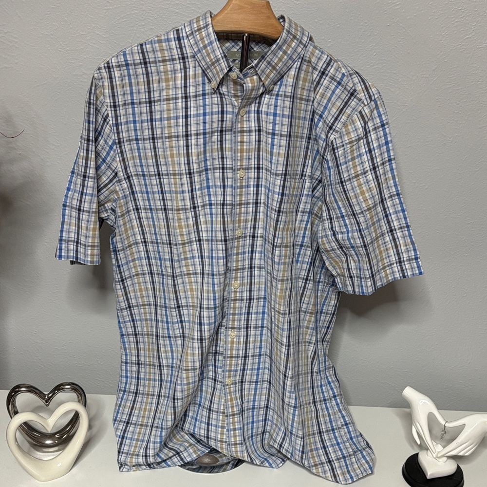 Nordstrom Casual Blue and Brown Plaid Shirt